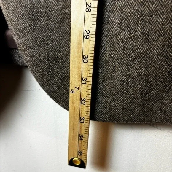 Mens‎ J Crew 44L Wool Blend Herringbone Blazer Sport Jacket Brown Two Button